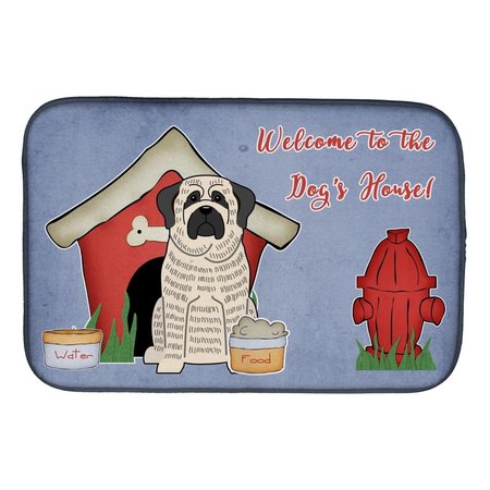 CAROLINES TREASURES Dog House Collection Mastiff Brindle White Dish Drying Mat BB2770DDM